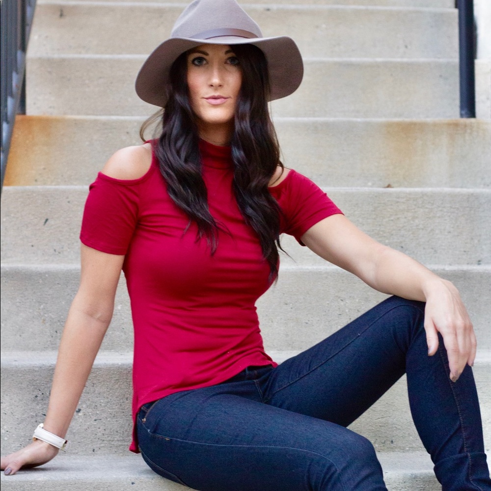 Red Cold Shoulder Top